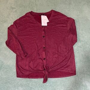 BloomChic Maroon Button-Down Shirt